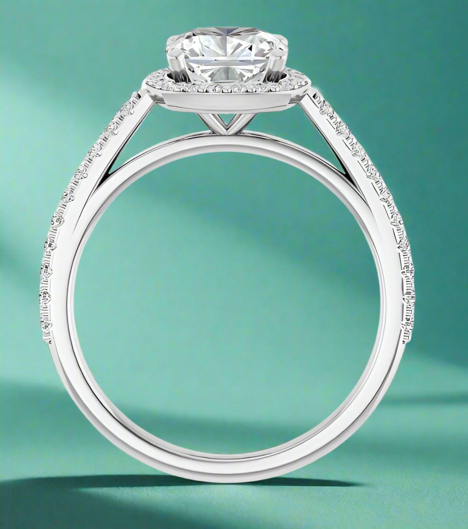 14K White Gold Accented Halo Engagement Ring