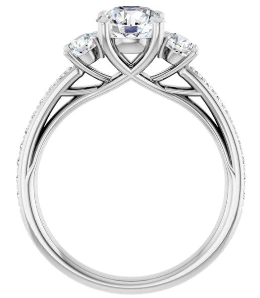 Three Stone Accented Engagement Ring