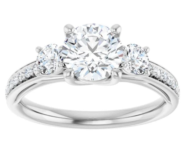 Three Stone Accented Engagement Ring