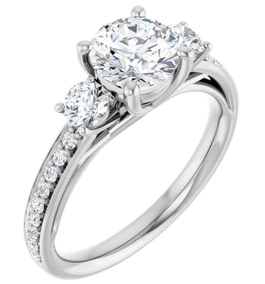 Three Stone Accented Engagement Ring