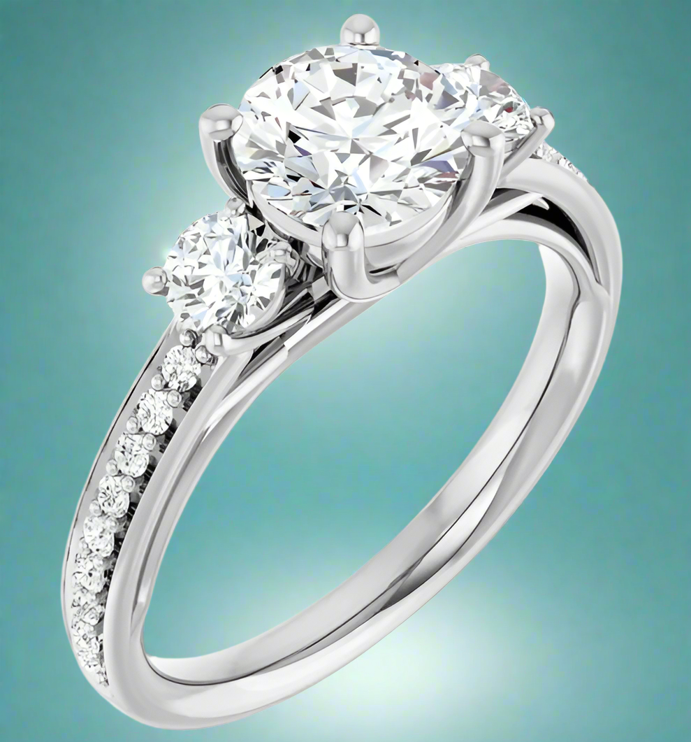 Three Stone Accented Engagement Ring