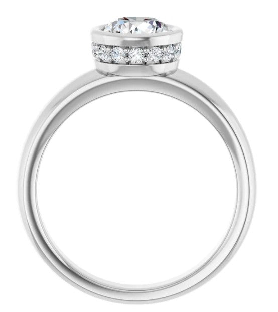 14K White Gold  Hidden Halo Bezel-Set Engagement ring