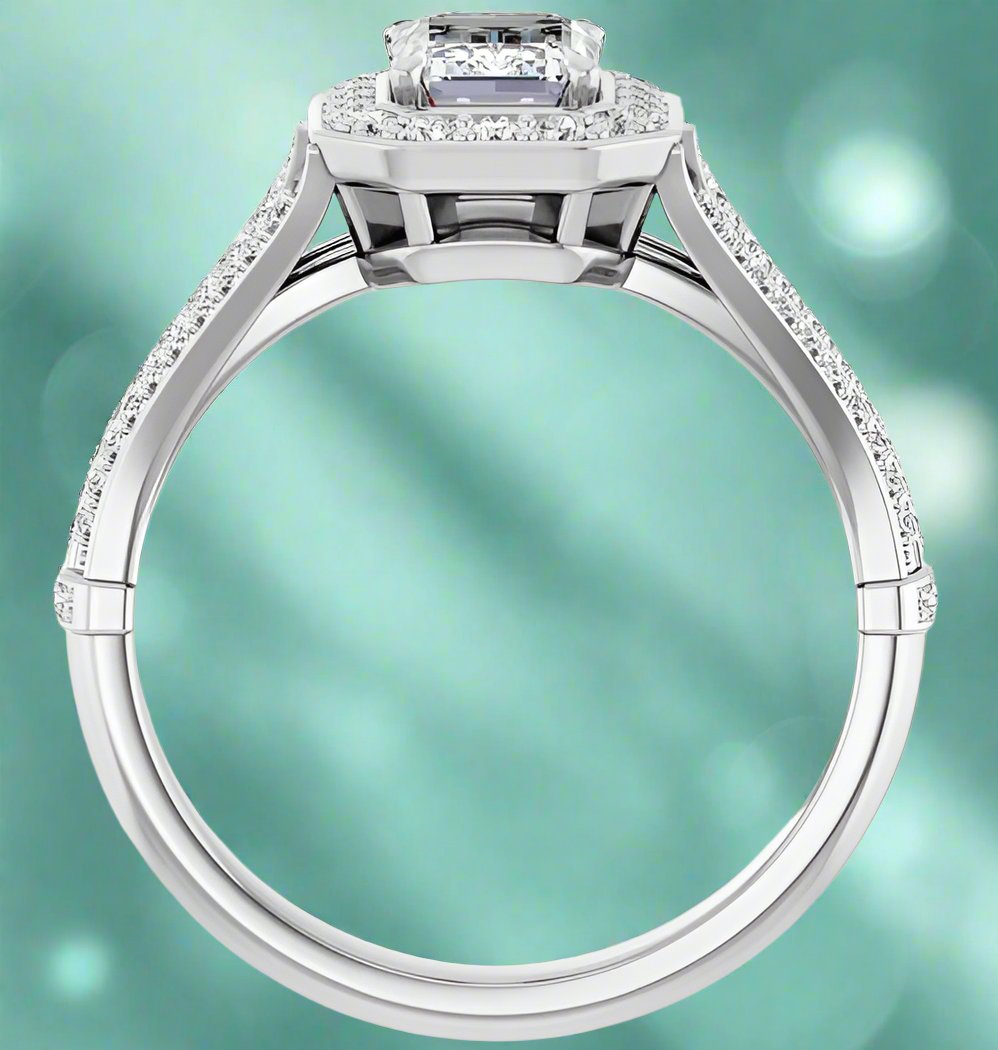 14K White Gold Halo Accented Diamond Engagement Ring