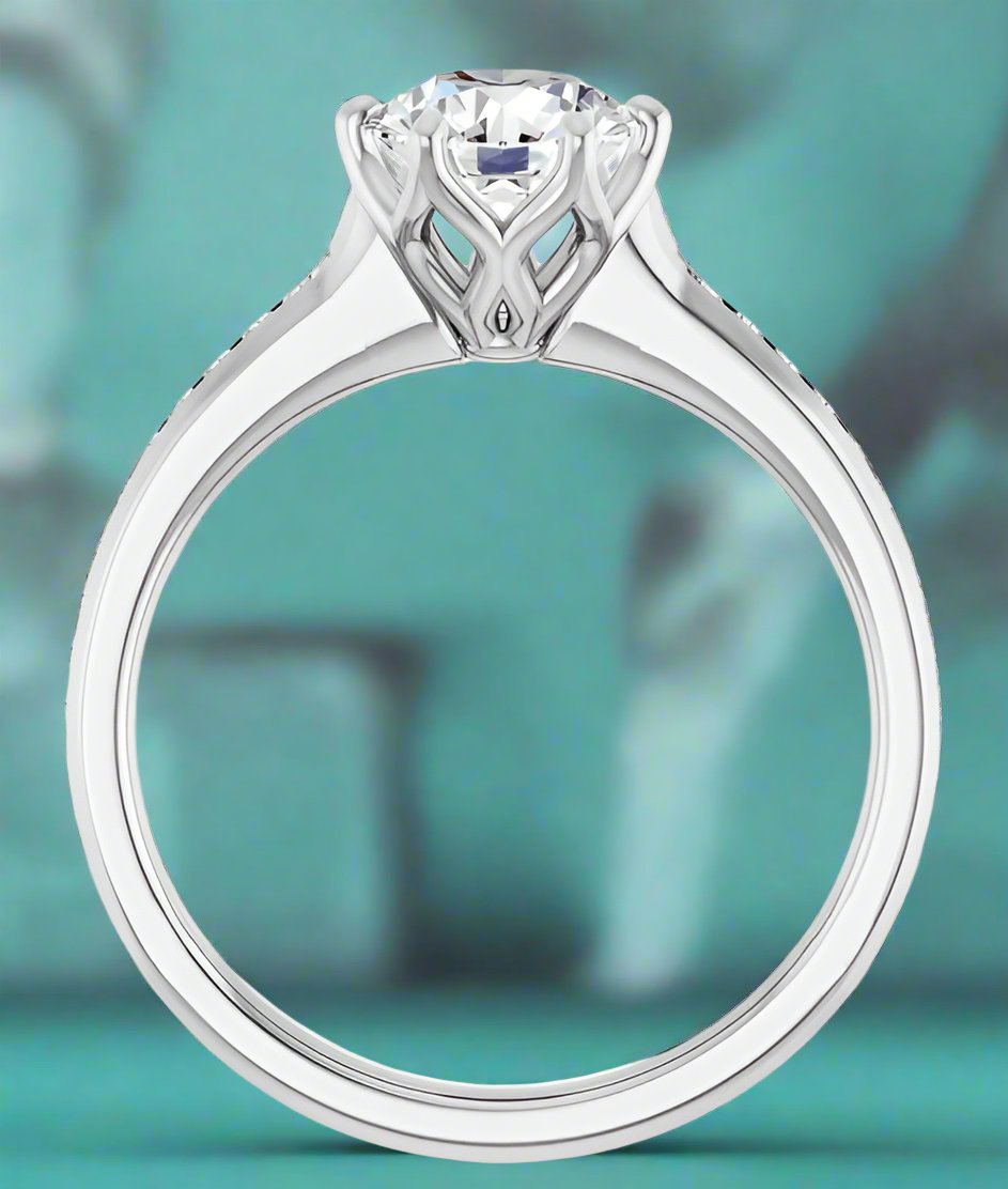 14K White Gold Accented Diamond Engagement Ring