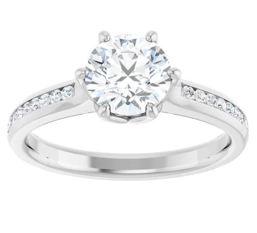 14K White Gold Accented Diamond Engagement Ring