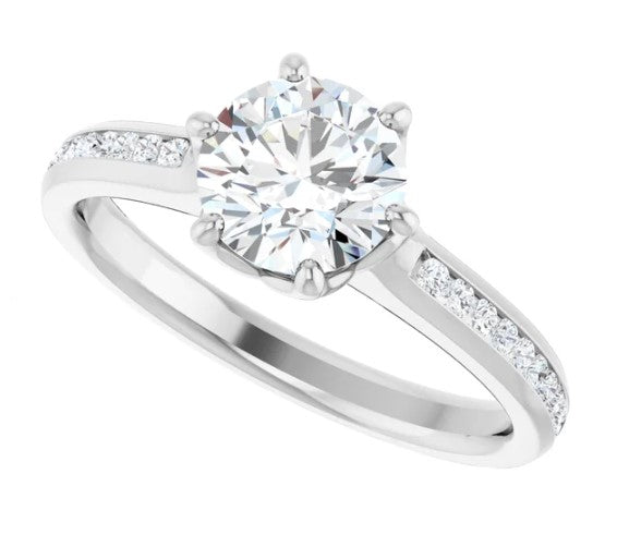 14K White Gold Accented Diamond Engagement Ring