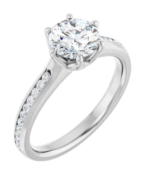 14K White Gold Accented Diamond Engagement Ring