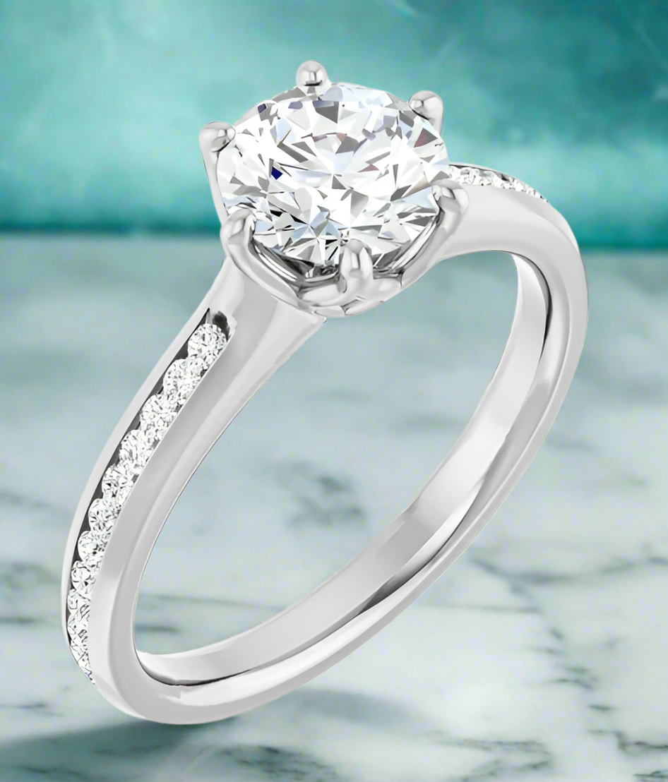 14K White Gold Accented Diamond Engagement Ring