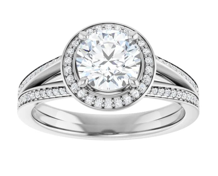 14K White Gold Halo-Style Engagement Ring