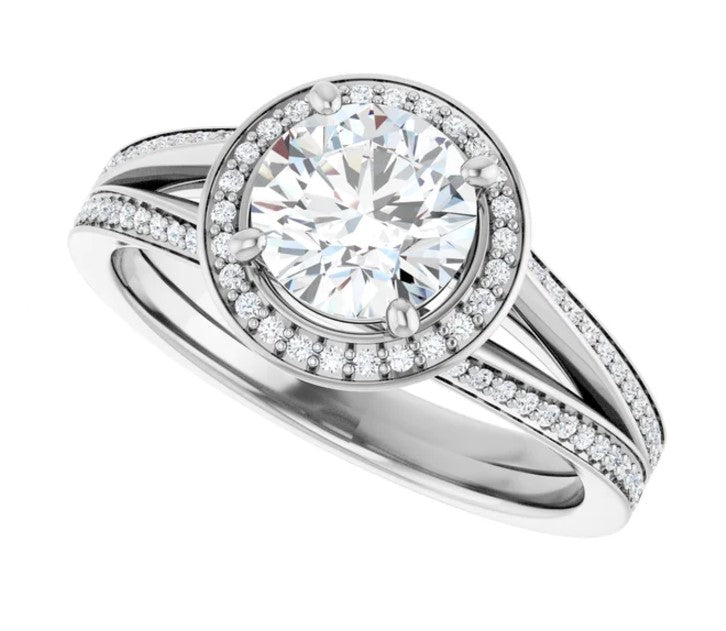 14K White Gold Halo-Style Engagement Ring