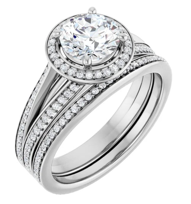 14K White Gold Halo-Style Engagement Ring