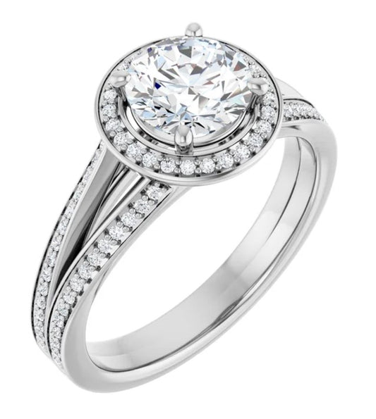 14K White Gold Halo-Style Engagement Ring