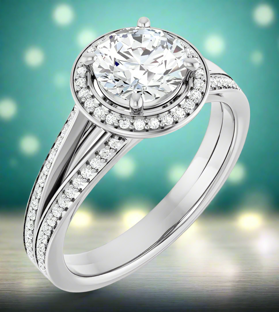 14K White Gold Halo-Style Engagement Ring