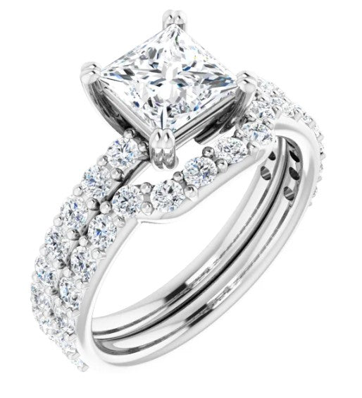 14K White Gold Diamond Accented Engagement Ring