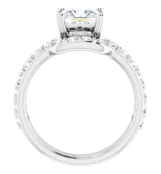 14K White Gold Diamond Accented Engagement Ring