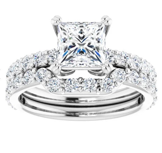 14K White Gold Diamond Accented Engagement Ring