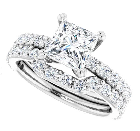 14K White Gold Diamond Accented Engagement Ring