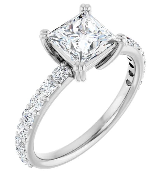 14K White Gold Diamond Accented Engagement Ring