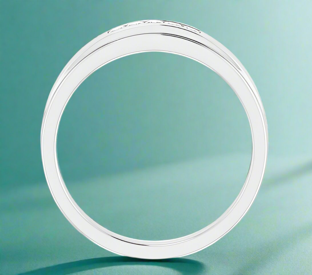 14K White 2.3 mm Square 5-Stone Band