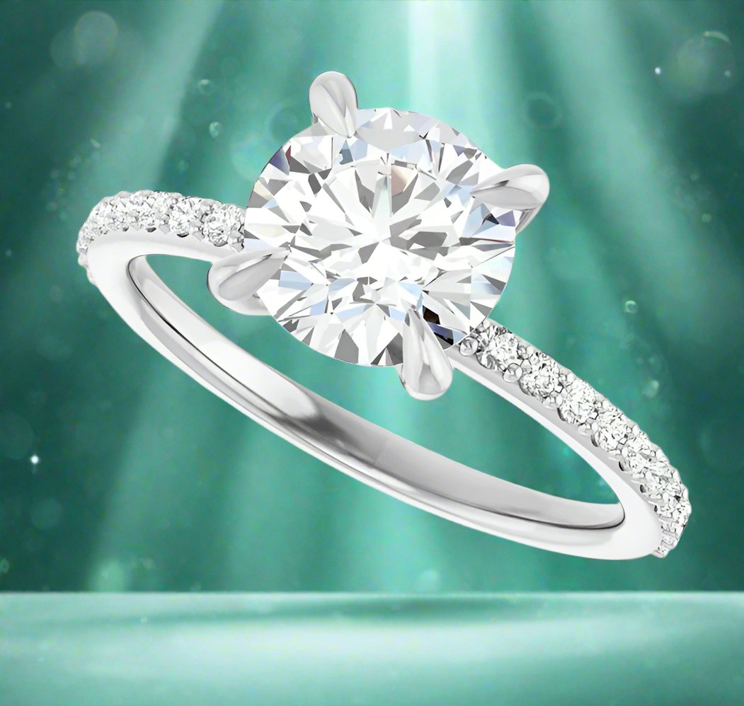 14K White Gold Accented Diamond Engagement Ring