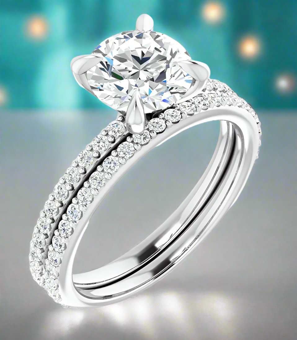 14K White Gold Accented Diamond Engagement Ring