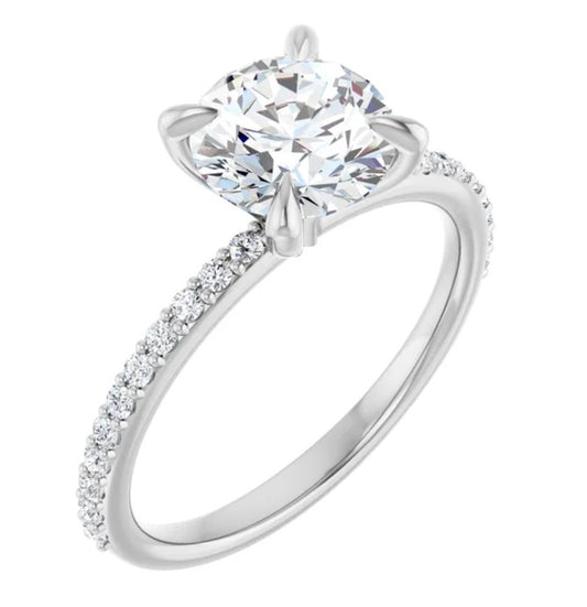 14K White Gold Accented Diamond Engagement Ring