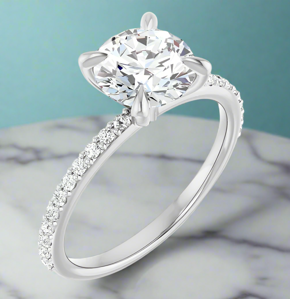 14K White Gold Accented Diamond Engagement Ring