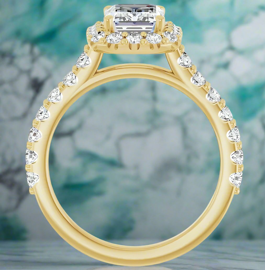 14K Yellow Gold Accented Halo-Style Engagement Ring