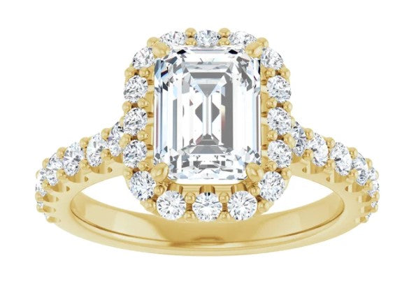 14K Yellow Gold Accented Halo-Style Engagement Ring