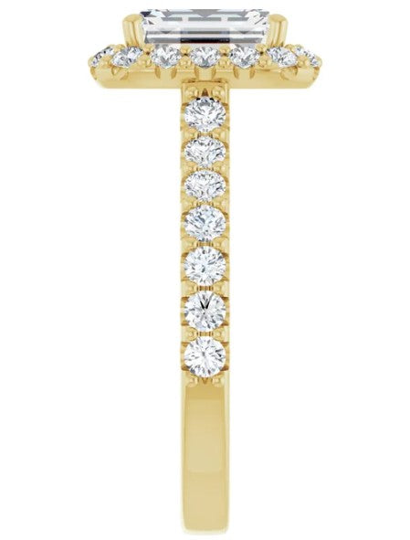 14K Yellow Gold Accented Halo-Style Engagement Ring