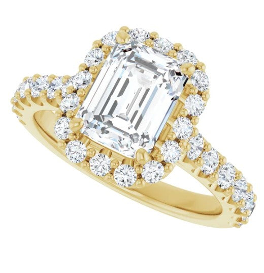 14K Yellow Gold Accented Halo-Style Engagement Ring