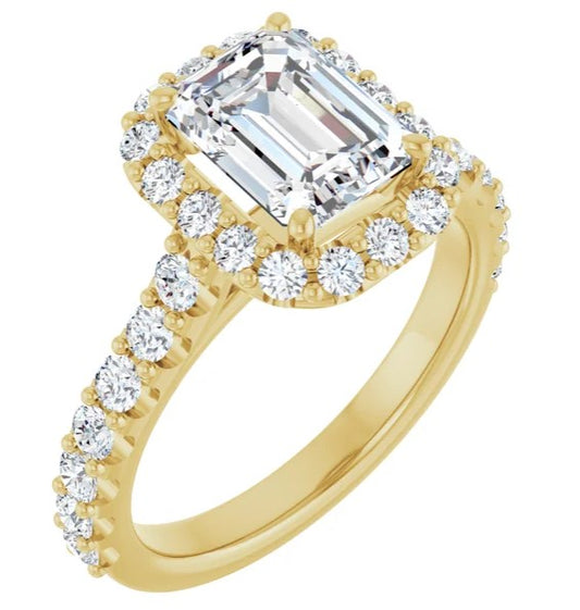 14K Yellow Gold Accented Halo-Style Engagement Ring