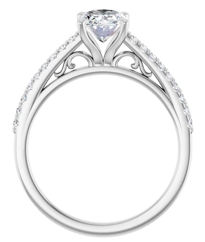 14K White Gold Accented Engagement Ring