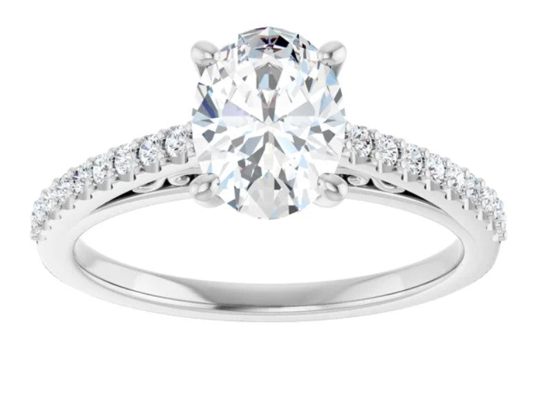 14K White Gold Accented Engagement Ring