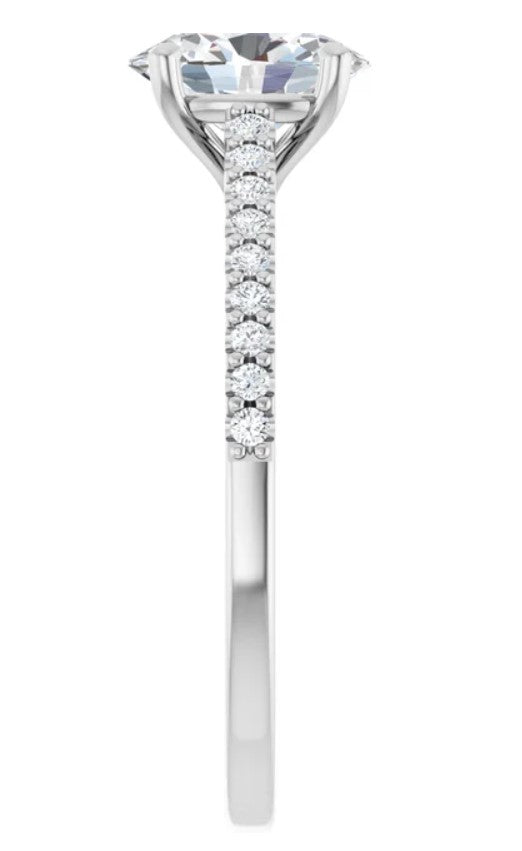 14K White Gold Accented Engagement Ring