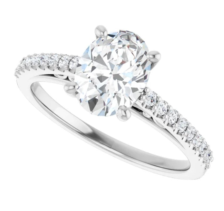 14K White Gold Accented Engagement Ring