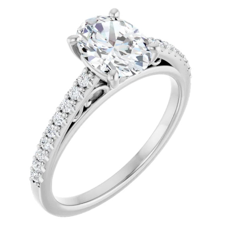 14K White Gold Accented Engagement Ring