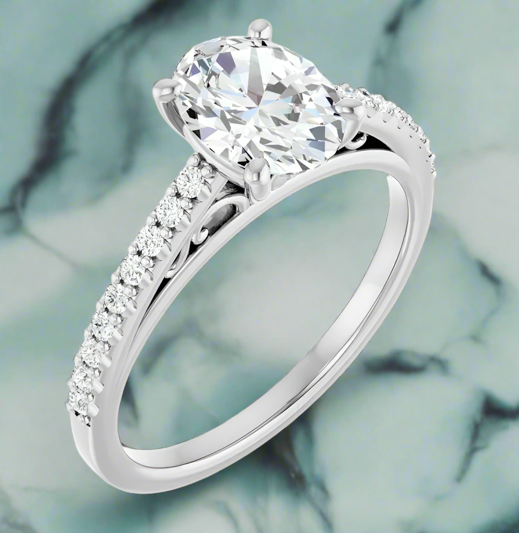 14K White Gold Accented Engagement Ring