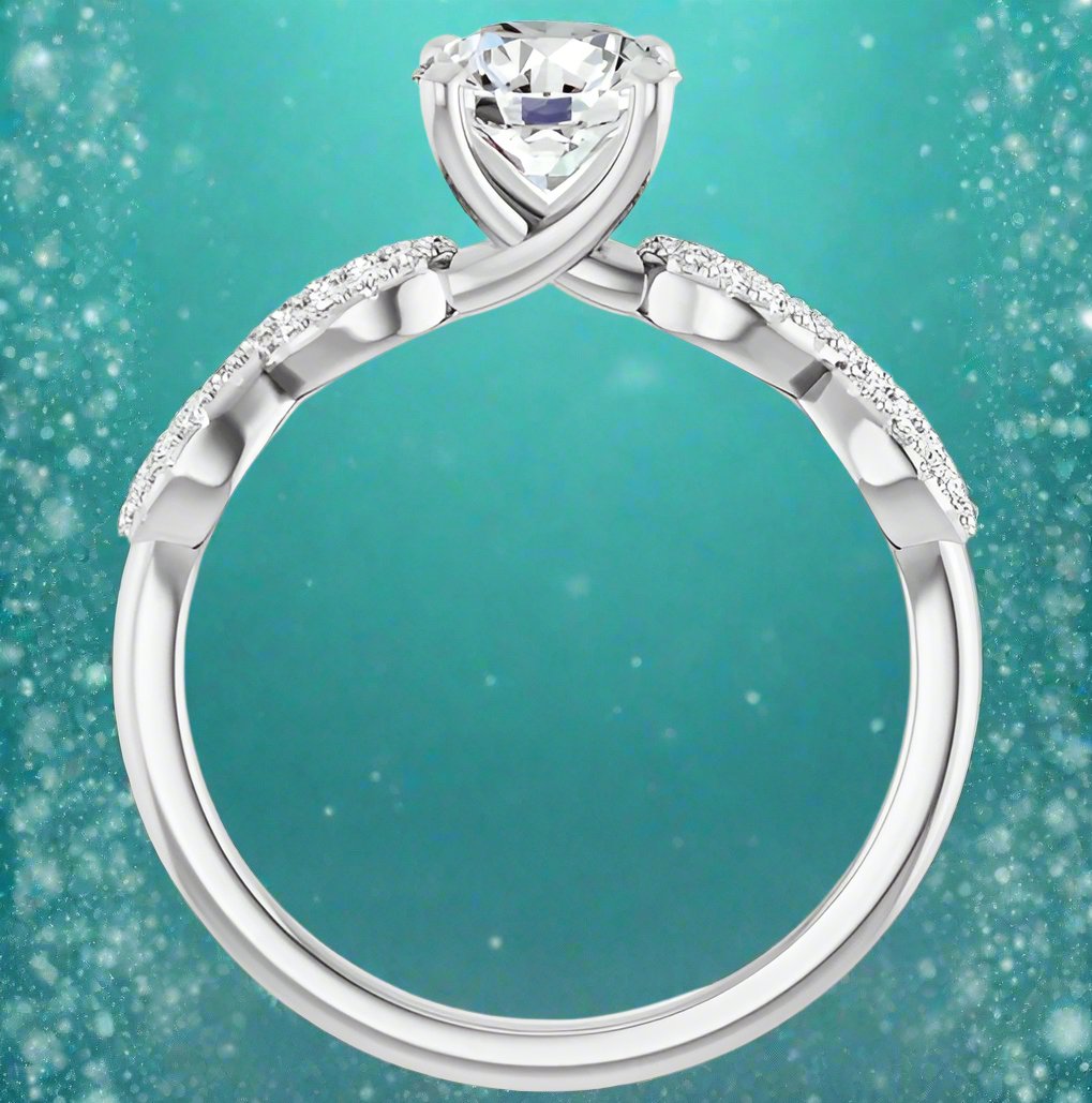 14K White Gold Natural Diamond Engagement Ring