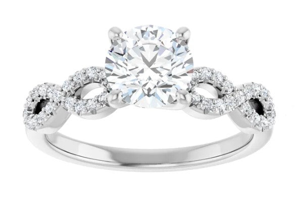 14K White Gold Natural Diamond Engagement Ring