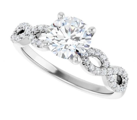 14K White Gold Natural Diamond Engagement Ring