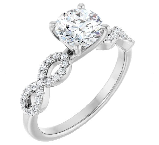 14K White Gold Natural Diamond Engagement Ring