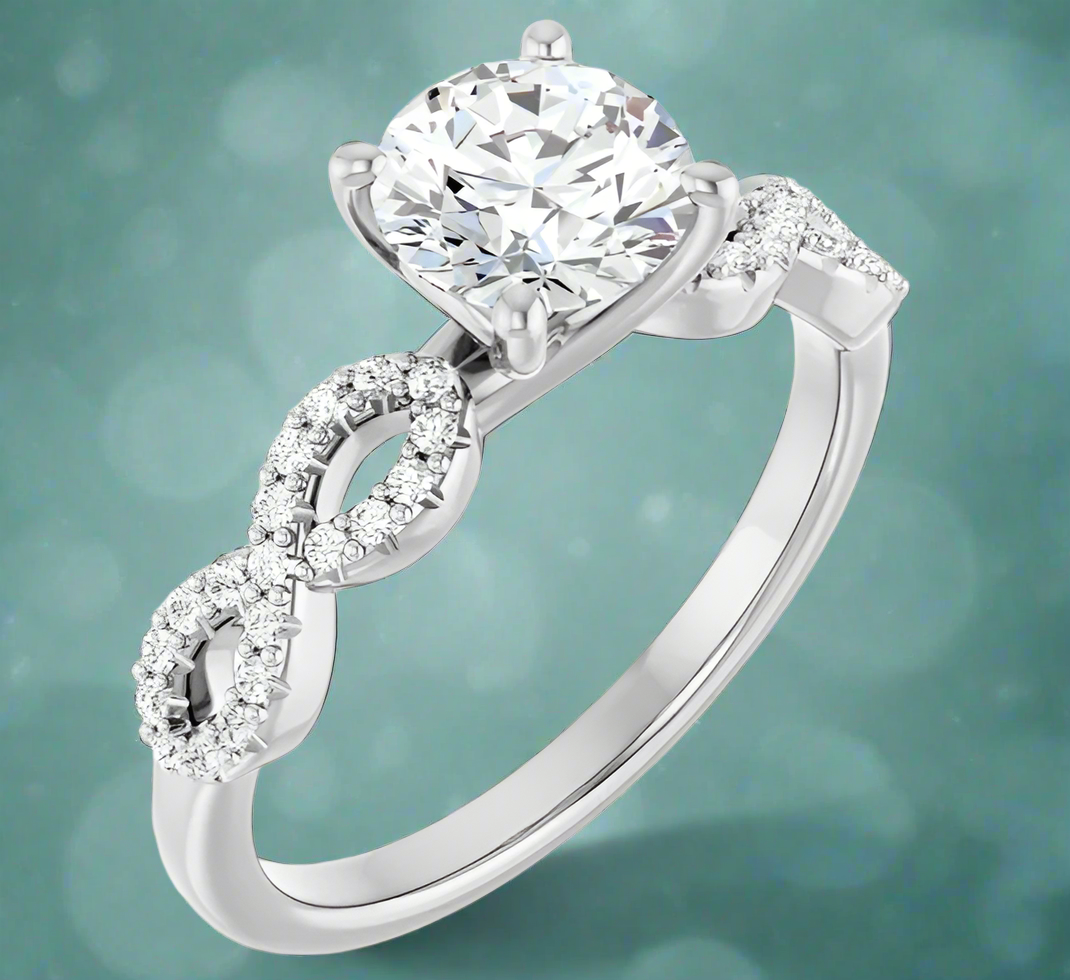 14K White Gold Natural Diamond Engagement Ring