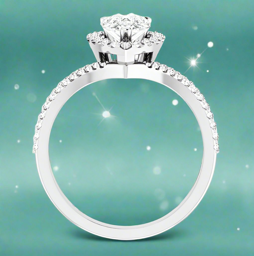 14K White Gold Diamond Halo Engagement Ring