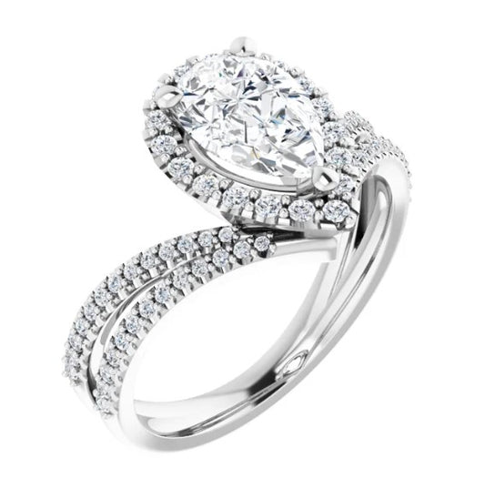 14K White Gold Diamond Halo Engagement Ring