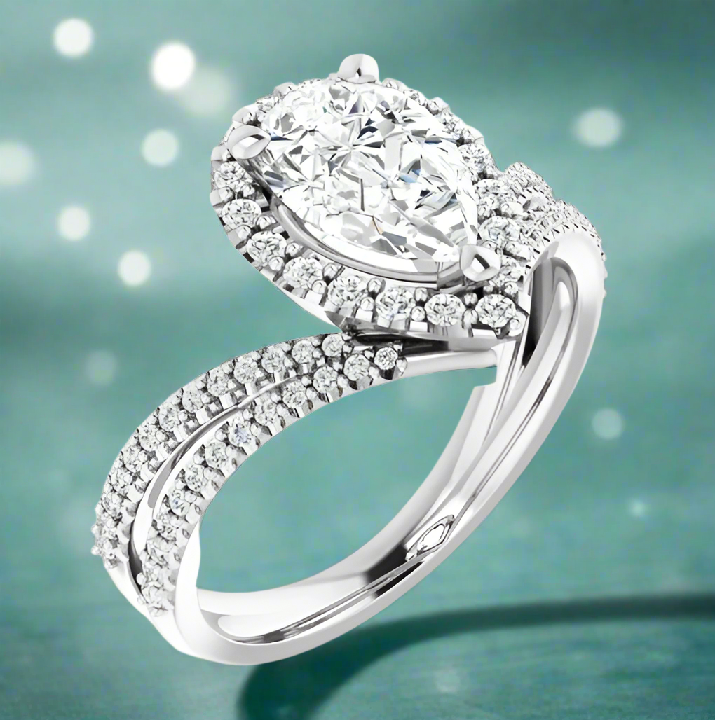 14K White Gold Diamond Halo Engagement Ring