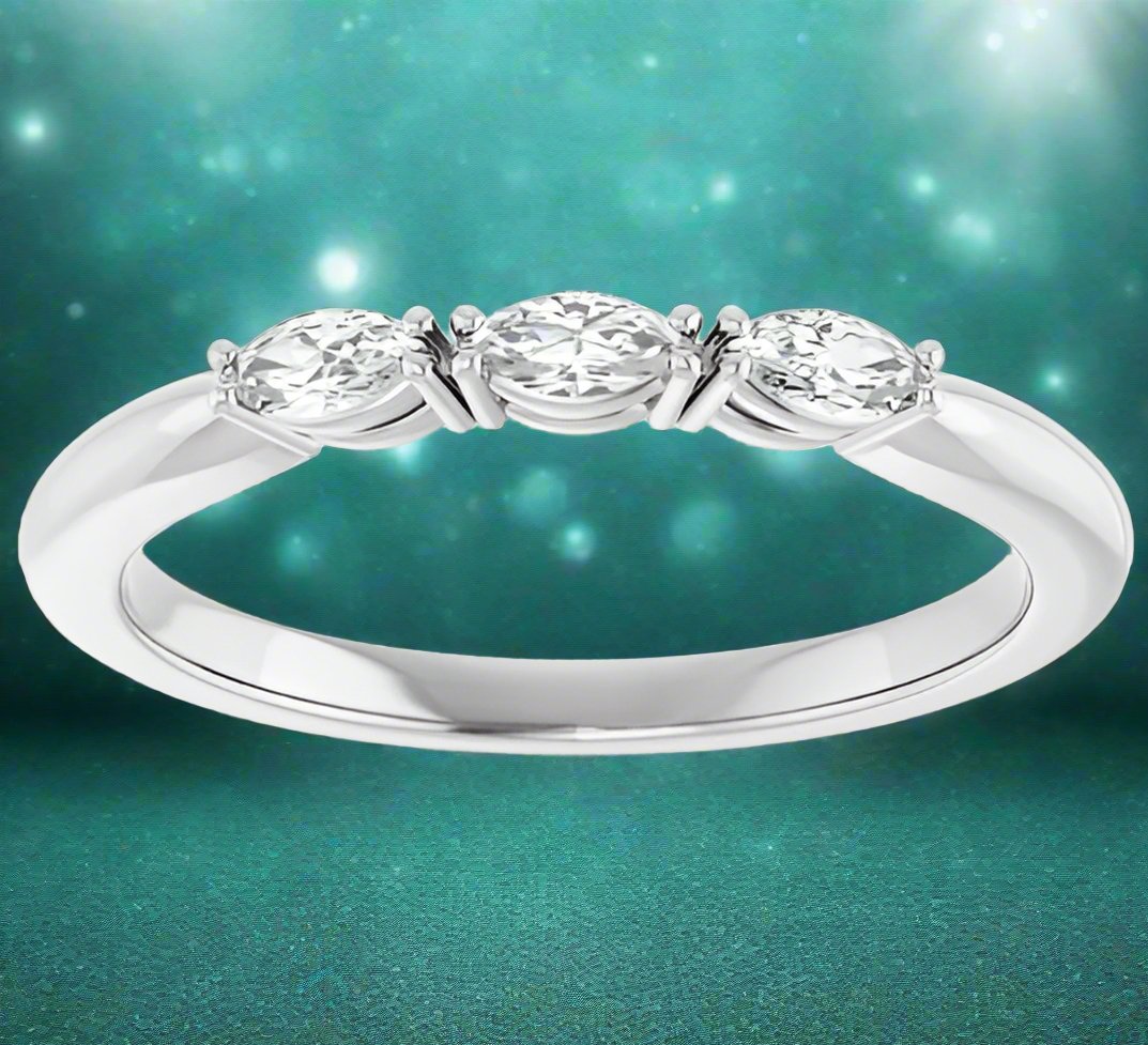 14K White Gold Marquise Anniversary Band