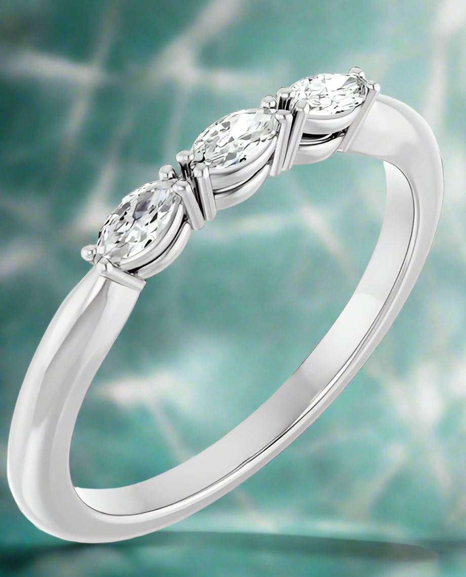 14K White Gold Marquise Anniversary Band