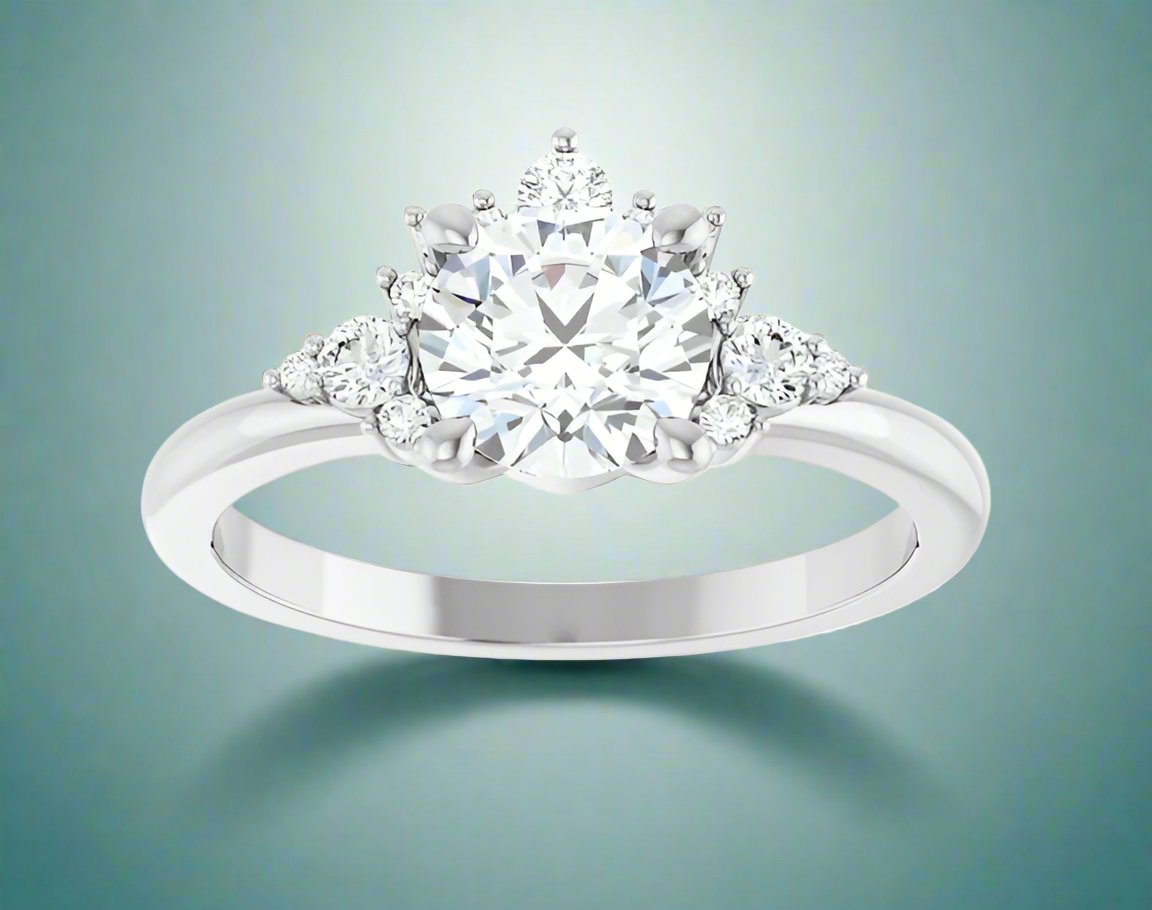 14K White Gold Natural Diamond Engagement Ring