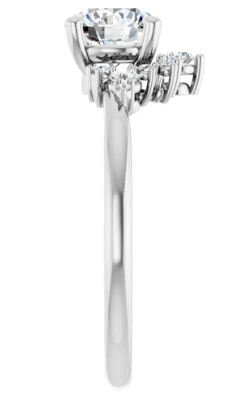 14K White Gold Natural Diamond Engagement Ring